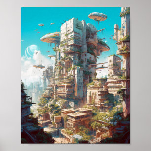 Futuristic City Science Fiction Art Poster