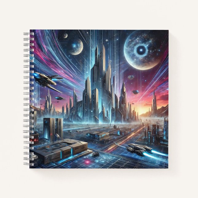 Futuristic City & Space Civilization Notebook (Front)