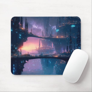 Futuristic Cityscape at Dusk Mouse Mat