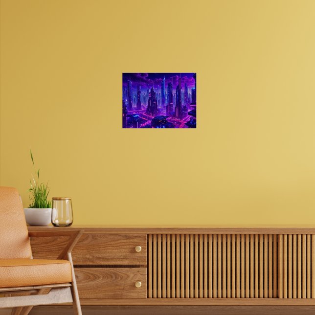 Futuristic Cityscape at Night Poster (Living Room 2)