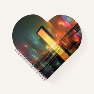 Futuristic Cityscape with Neon Reflections Notebook