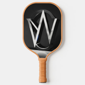 Futuristic, clean, simplistic, emblem made out of pickleball paddle