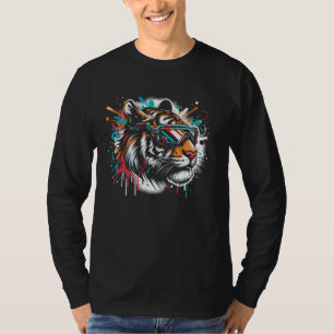 Futuristic Colourful Graffiti Tiger Face with Sung T-Shirt