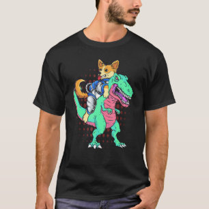 Futuristic Corgi Riding T Rex Intelligent Dogs Cor T-Shirt