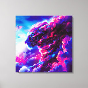 Futuristic Cosmic Neon Leopard  Canvas Print