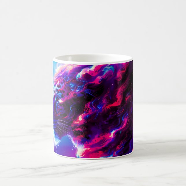 Futuristic Cosmic Neon Leopard  Coffee Mug (Center)