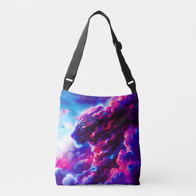 Futuristic Cosmic Neon Leopard  Crossbody Bag (Front)