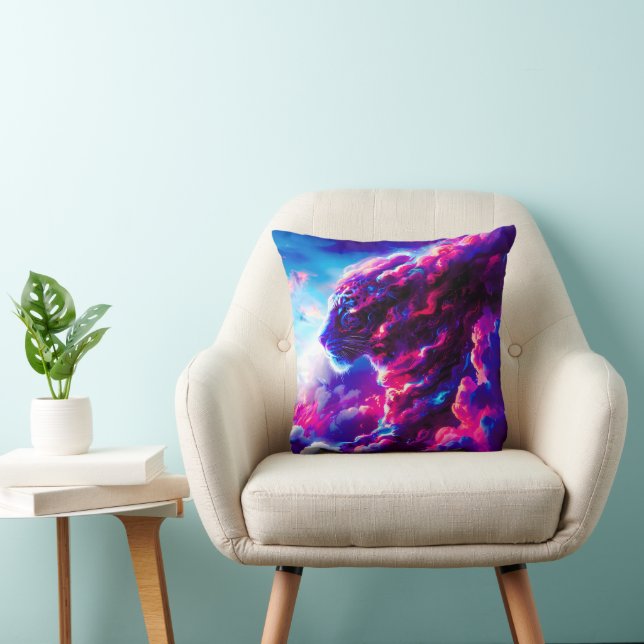 Futuristic Cosmic Neon Leopard  Cushion (Chair)