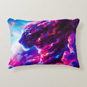 Futuristic Cosmic Neon Leopard  Decorative Cushion
