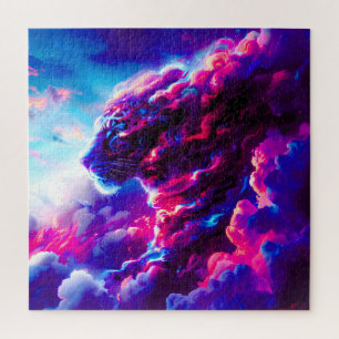 Futuristic Cosmic Neon Leopard  Jigsaw Puzzle