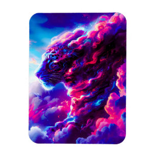 Futuristic Cosmic Neon Leopard  Magnet
