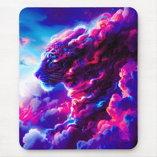Futuristic Cosmic Neon Leopard  Mouse Mat (Front)