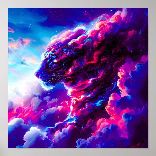 Futuristic Cosmic Neon Leopard  Poster (Front)