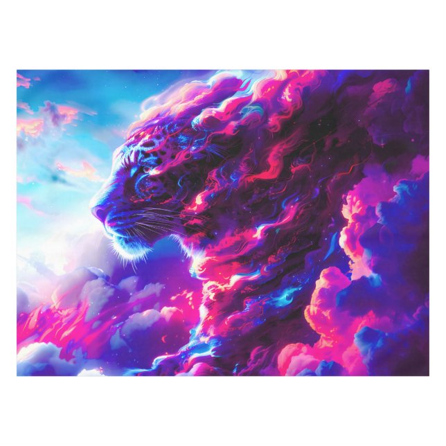 Futuristic Cosmic Neon Leopard  Tablecloth (Front (Horizontal))