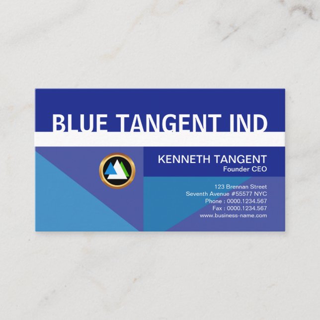 Futuristic Creative Blue Geometric Founder CEO Business Card (Front)
