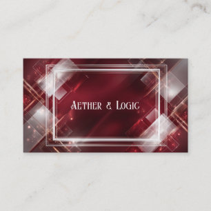 Futuristic Crimson Geometric Layered Frame Dynamic Business Card