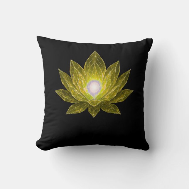 Futuristic Crystal Lotus • Sci-Fi Energy Abstract Cushion (Front)