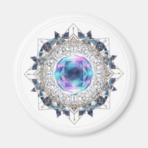 Futuristic Crystal Mandala – Geometric Tech Art Magnet