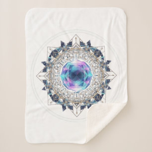 Futuristic Crystal Mandala – Geometric Tech Art Sherpa Blanket