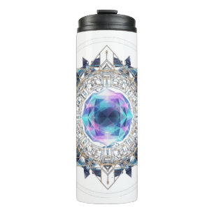 Futuristic Crystal Mandala – Geometric Tech Art Thermal Tumbler