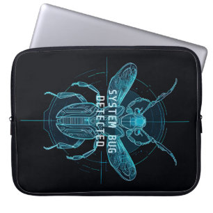 Futuristic Cyber Bug Detected IT Humour Laptop Sleeve