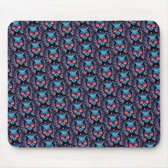 Futuristic Cyber Cat Mouse Mat (Front)