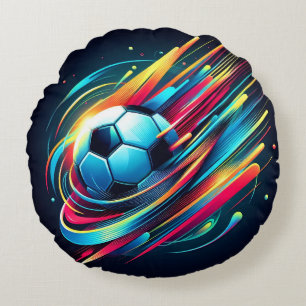 Futuristic Cyber Football Speed Sports Round Cushion