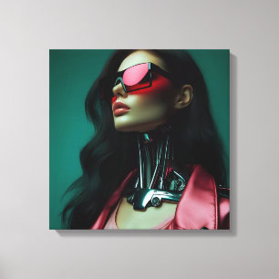 futuristic cybernetic woman canvas print