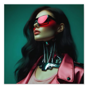 futuristic cybernetic woman photo print