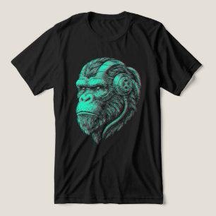 Futuristic Cyberpunk Ape – Neon Glitch style Tri-Blend Shirt