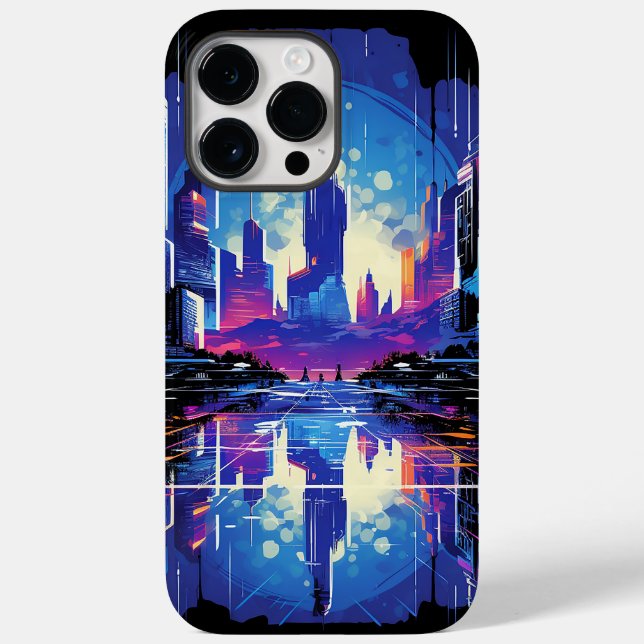 Futuristic Cyberpunk City Skyline Case-Mate iPhone Case (Back)