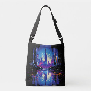 Futuristic Cyberpunk City Skyline Crossbody Bag