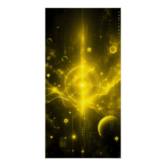 Futuristic Cyberpunk Gold HUD Sci-Fi Tech Poster