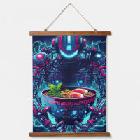 Futuristic Cyberpunk Robot Neon Food Ramen