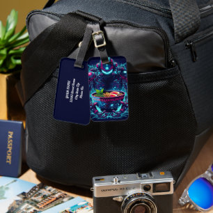 Futuristic Cyberpunk Robot Neon Food Ramen Luggage Tag