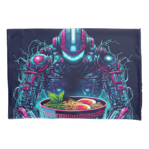 Futuristic Cyberpunk Robot Neon Food Ramen Pillowcase