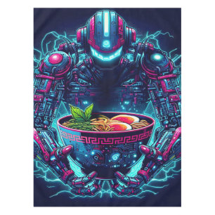 Futuristic Cyberpunk Robot Neon Food Ramen Tablecloth