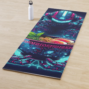 Futuristic Cyberpunk Robot Neon Food Ramen Yoga Mat