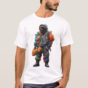 Futuristic Cyberpunk Techwear Wasteland Survivor P T-Shirt