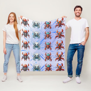 Futuristic Cyborg Lobster Pattern Fleece Blanket
