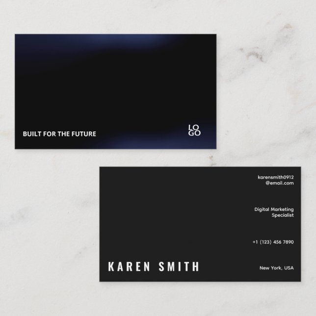 Futuristic Dark Tech Startup Business Card (Front/Back)
