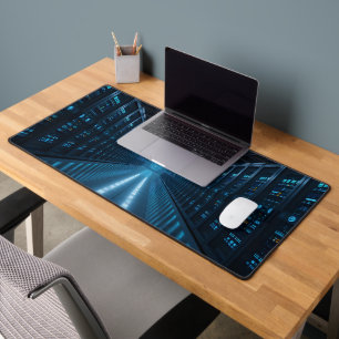 Futuristic Data Center Aisle Desk Mat