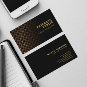 Futuristic Diamond Pattern   Gold Lines   Black Business Card