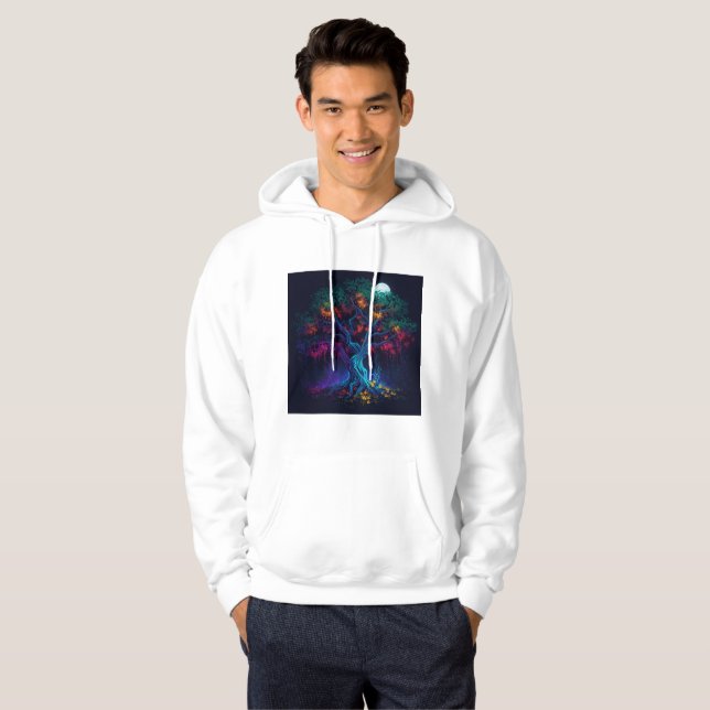 Futuristic Digital Glow Tree Hoodie (Front Full)