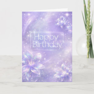 Futuristic Digital Lavender Holographic Birthday Card