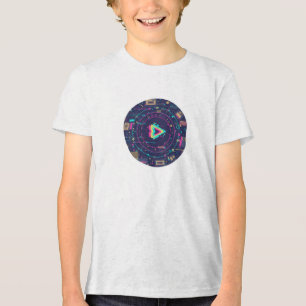 Futuristic Digital Play Button Abstract design Tri-Blend Shirt