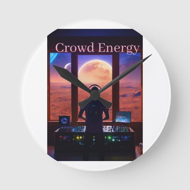 Futuristic DJ Concert with Mars View Round Clock (Front)