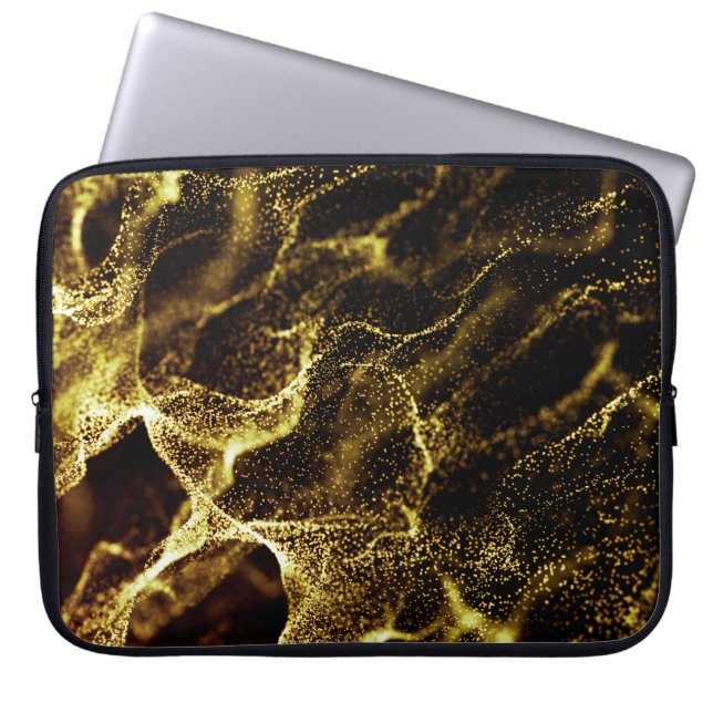 Futuristic dots pattern. Explosion of twisted wave Laptop Sleeve (Front)