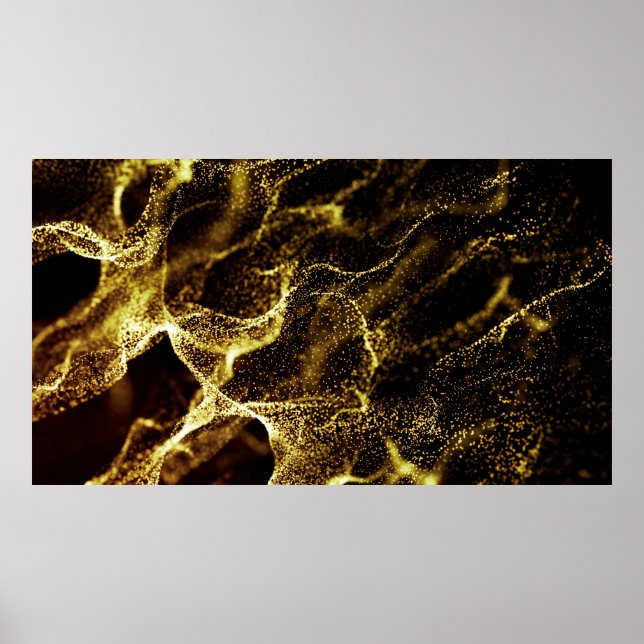 Futuristic dots pattern. Explosion of twisted wave Poster (Front)