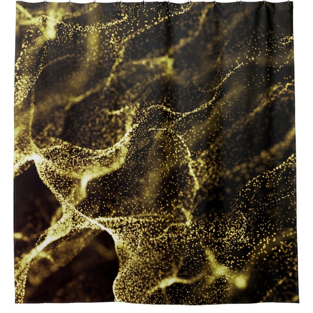 Futuristic Dots Wave: Dynamic Background. Shower Curtain (Front)